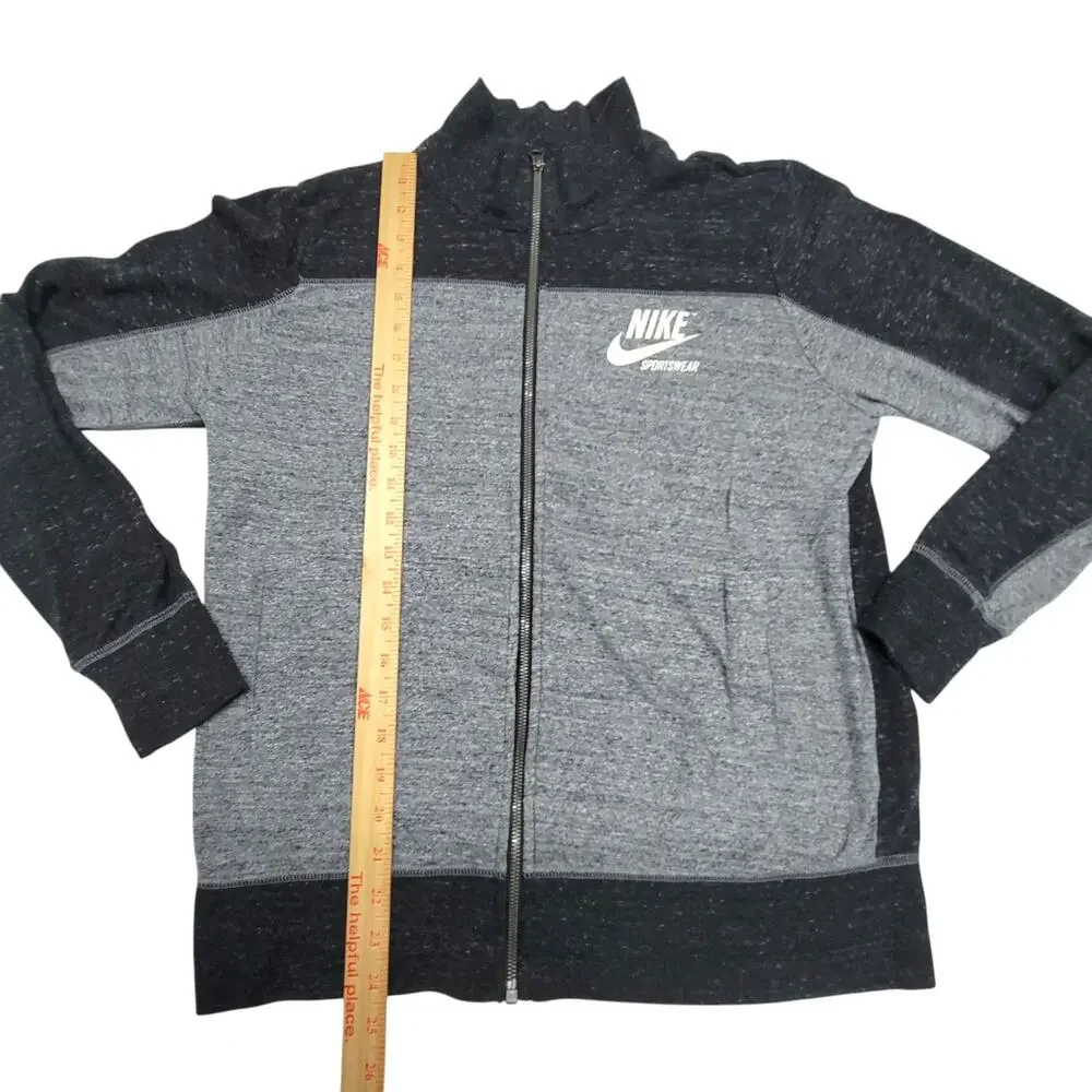 Nike Sportswear Mens L Large Full Zip Sweatshirt Track Jacket Gray Colorblock